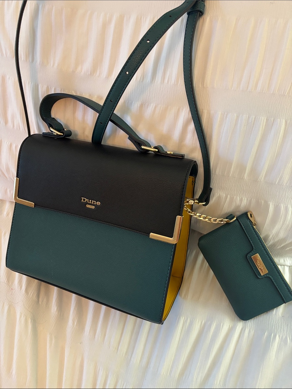 Dune London Color block satchel with crossbody strap and coin purse  - tri-color